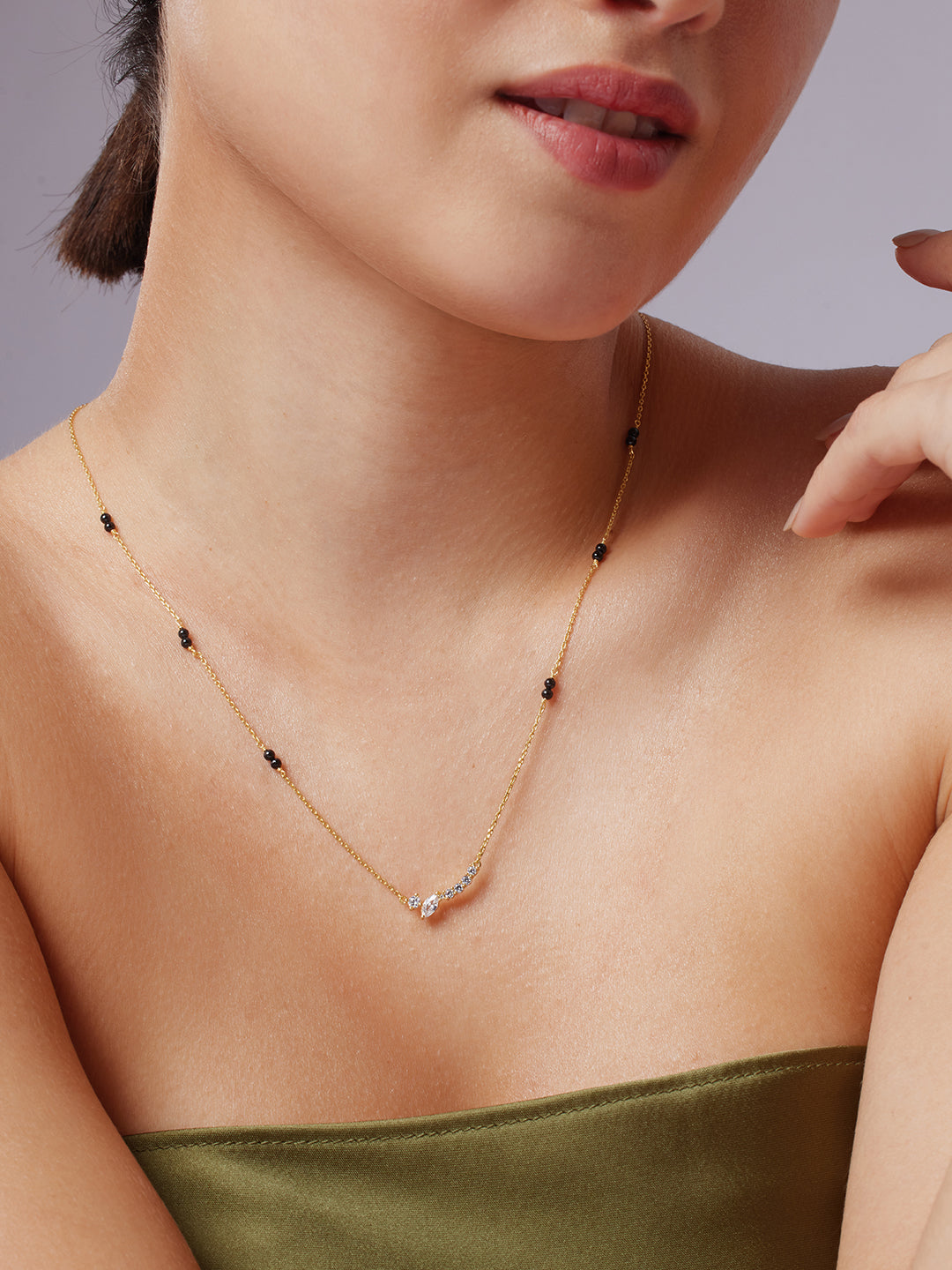 925 Silver Gold Plated Zircon Mangalsutra