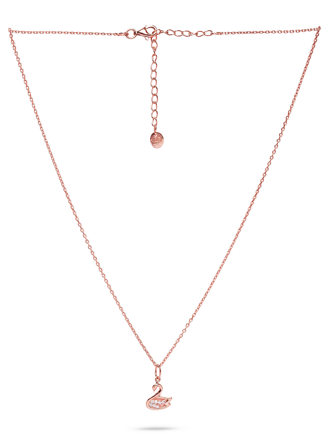 925 Silver Rose Gold Plated Swan Pendant with Chain