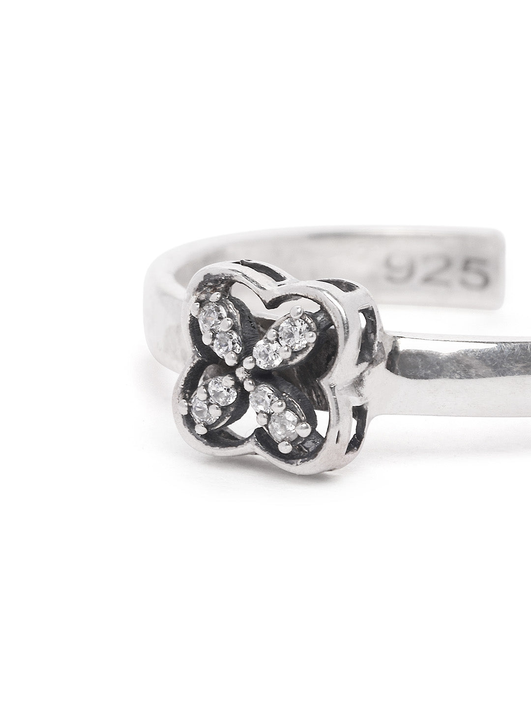 925 Silver Rodium Plated Zircon Toe Ring