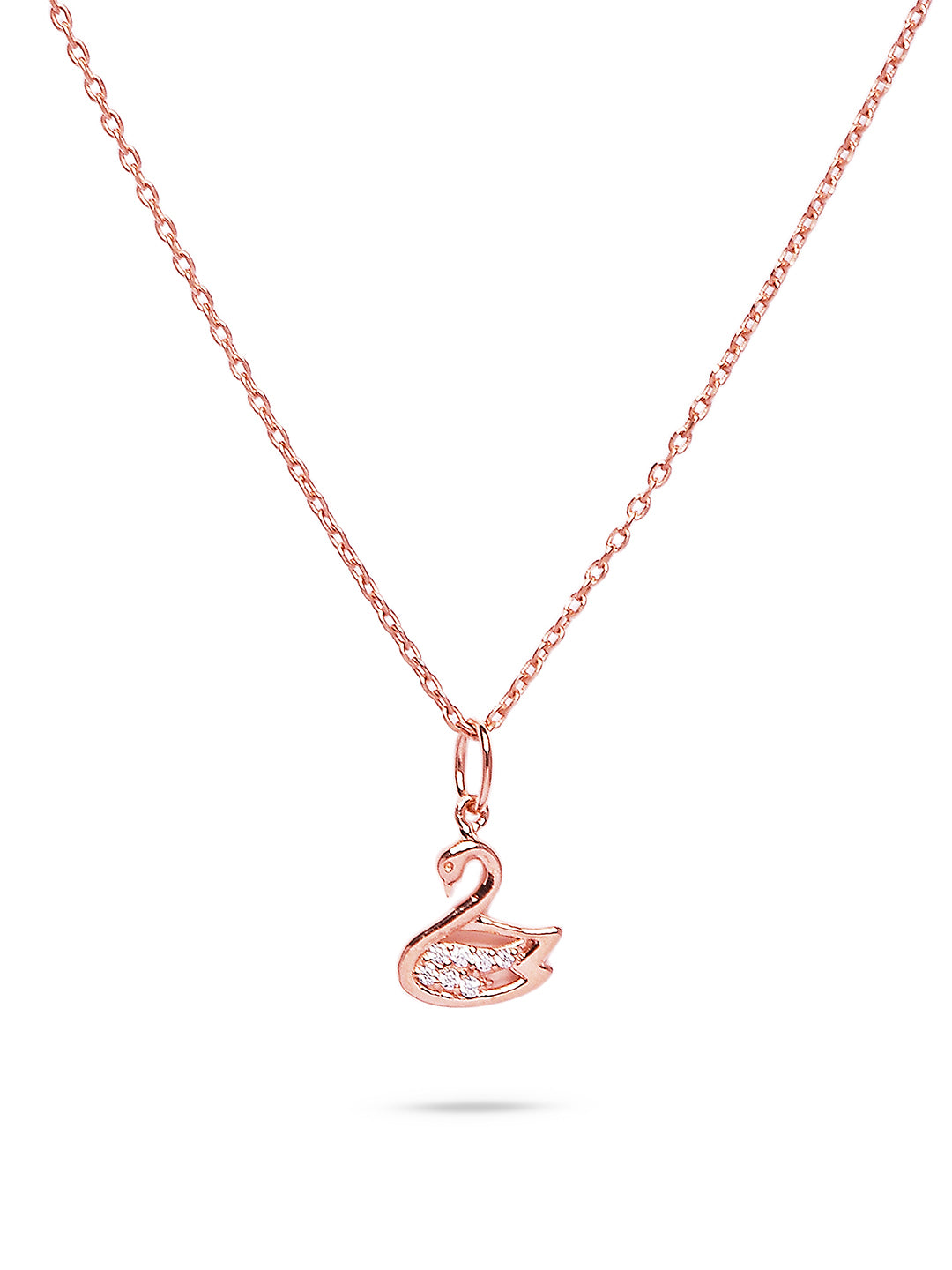 925 Silver Rose Gold Plated Swan Pendant with Chain