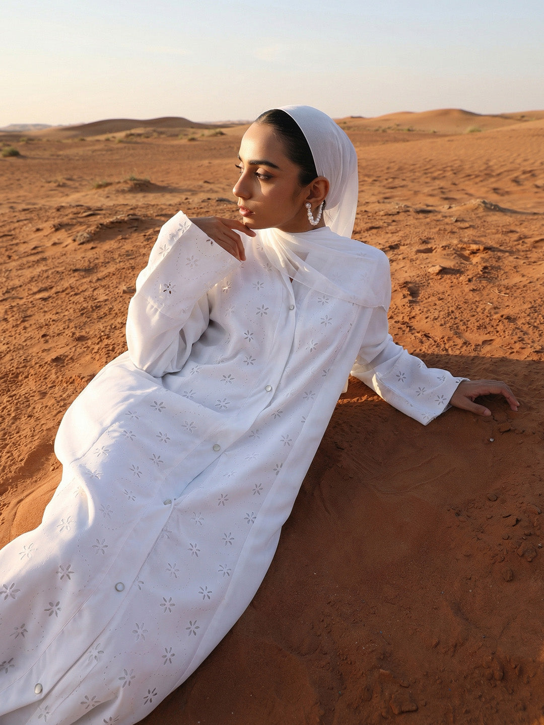 Rich Offwhite Relaxed Abaya With Hijab