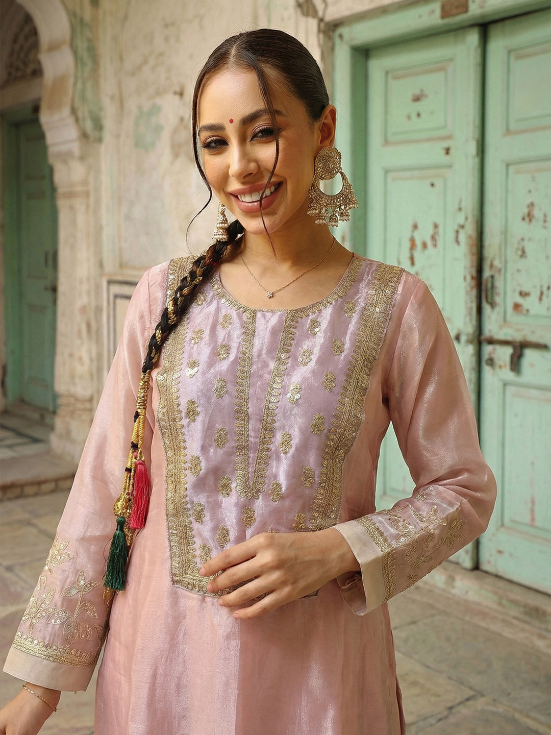 Rich Cream Embroidered Straight Kurta sets