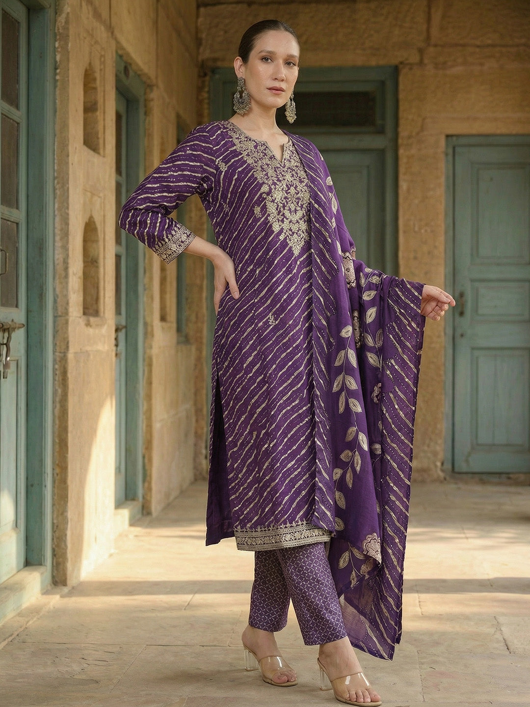 Comfy Purple Ananda Embroidered Kurta sets