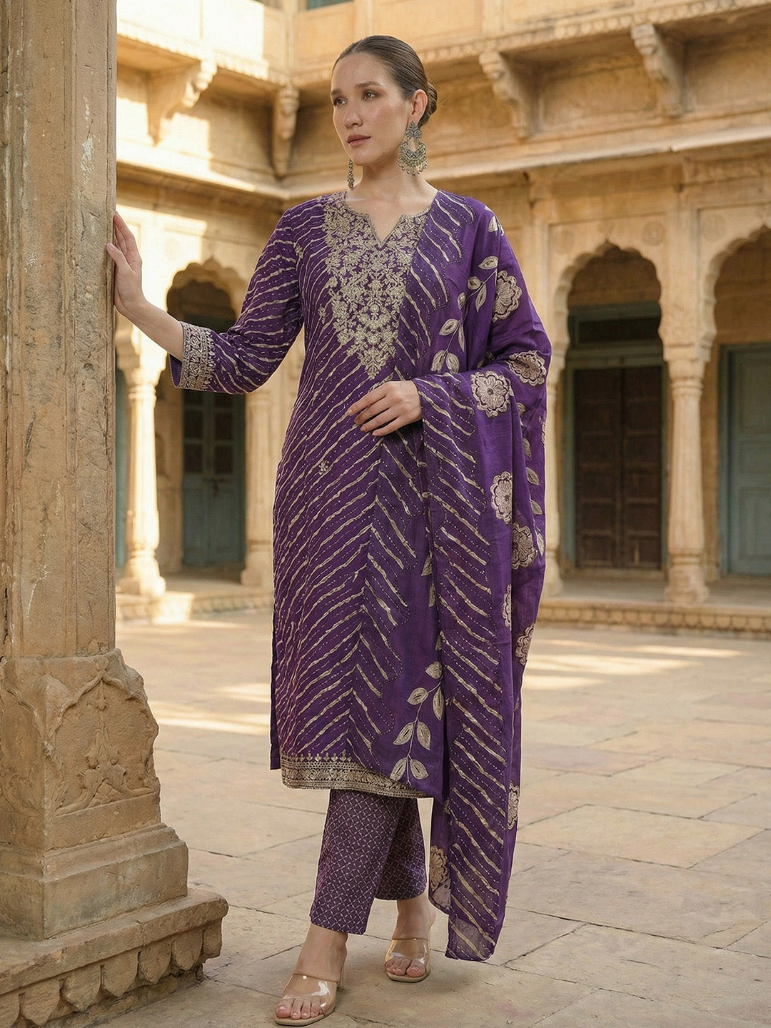 Comfy Purple Ananda Embroidered Kurta sets