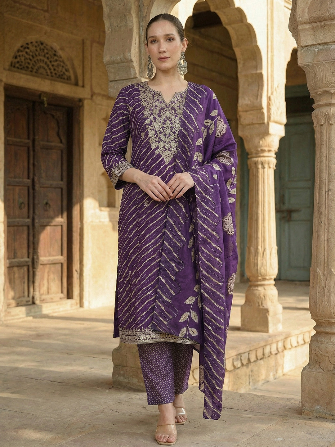 Comfy Purple Ananda Embroidered Kurta sets