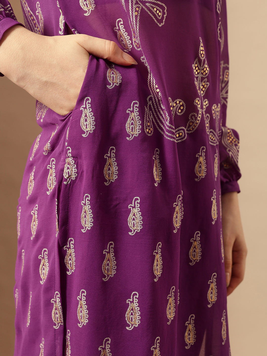 Graceful Purple Straight Kurta Sets