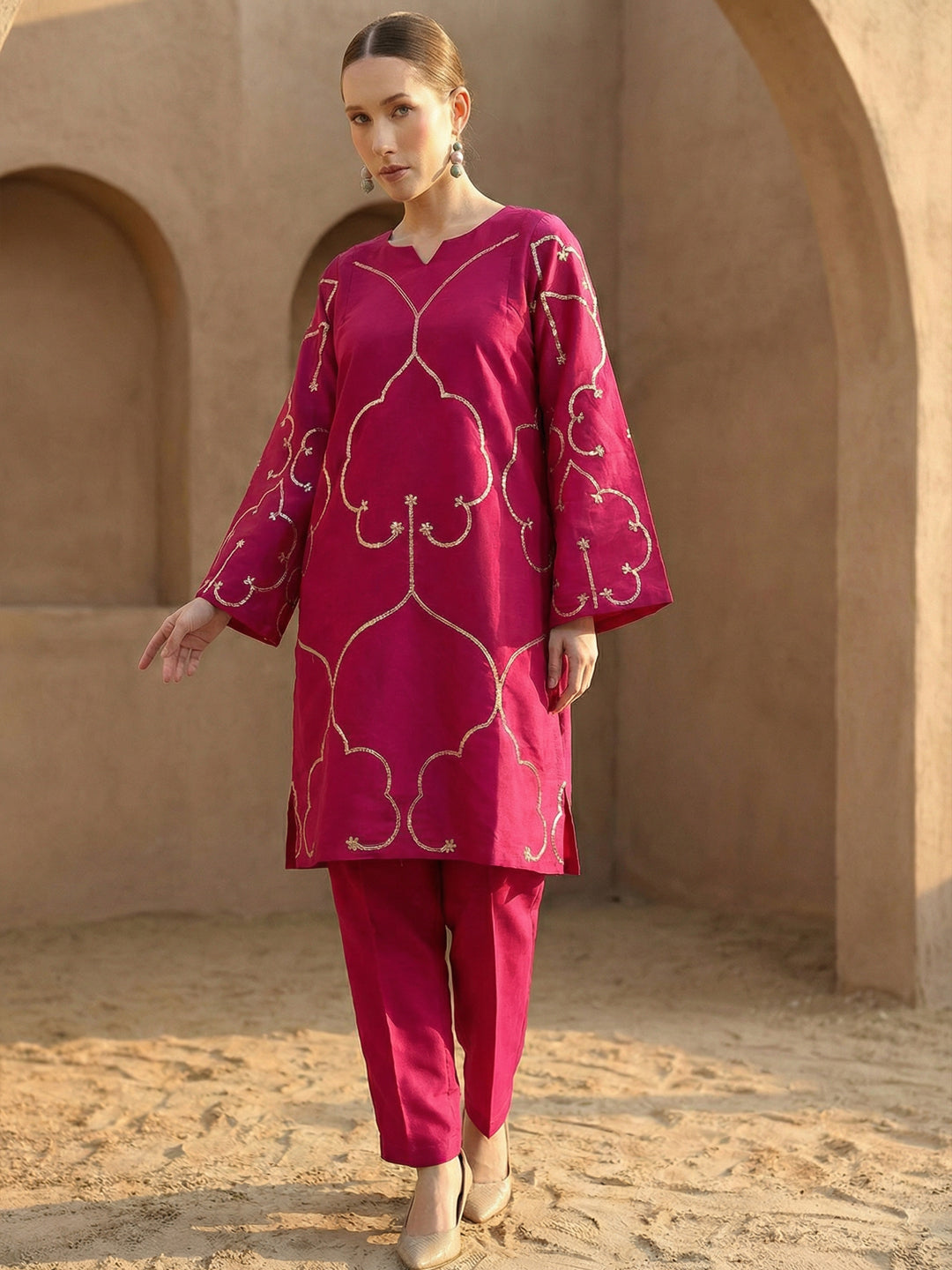Rich Pink Straight Kurta sets