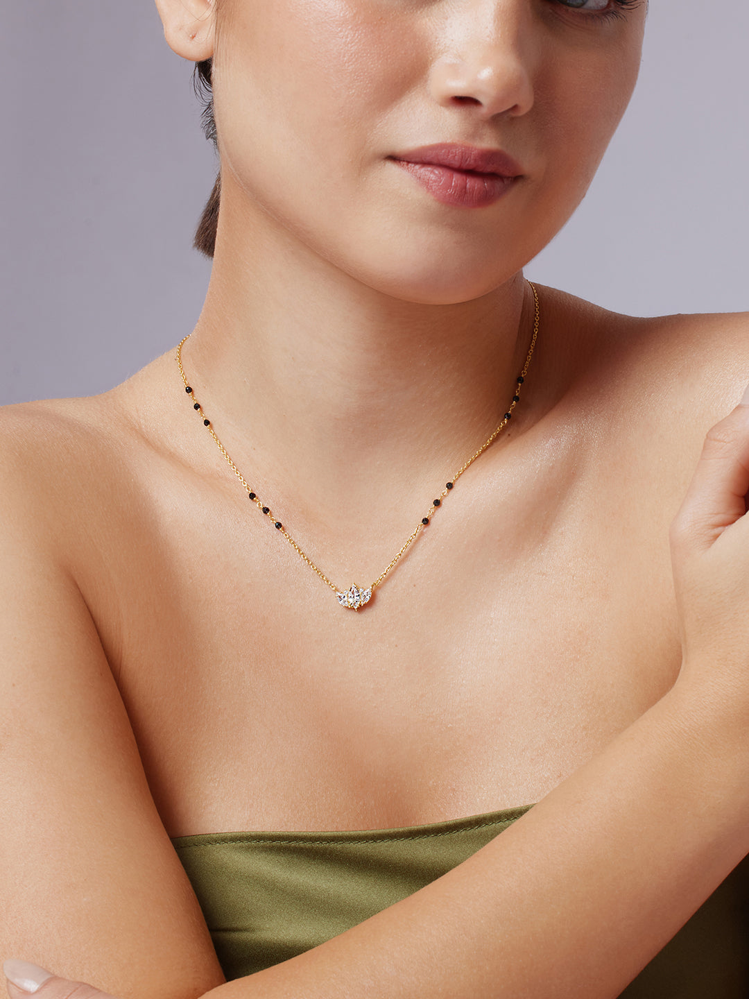 925 Silver Gold Plated Zircon Mangalsutra