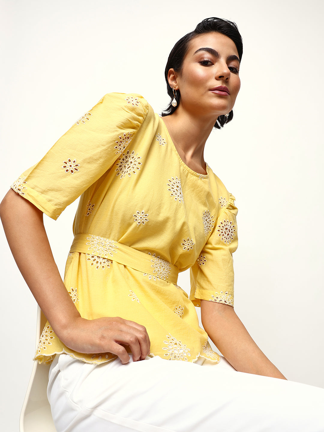 Comfy Yellow /White  Relaxed Tops