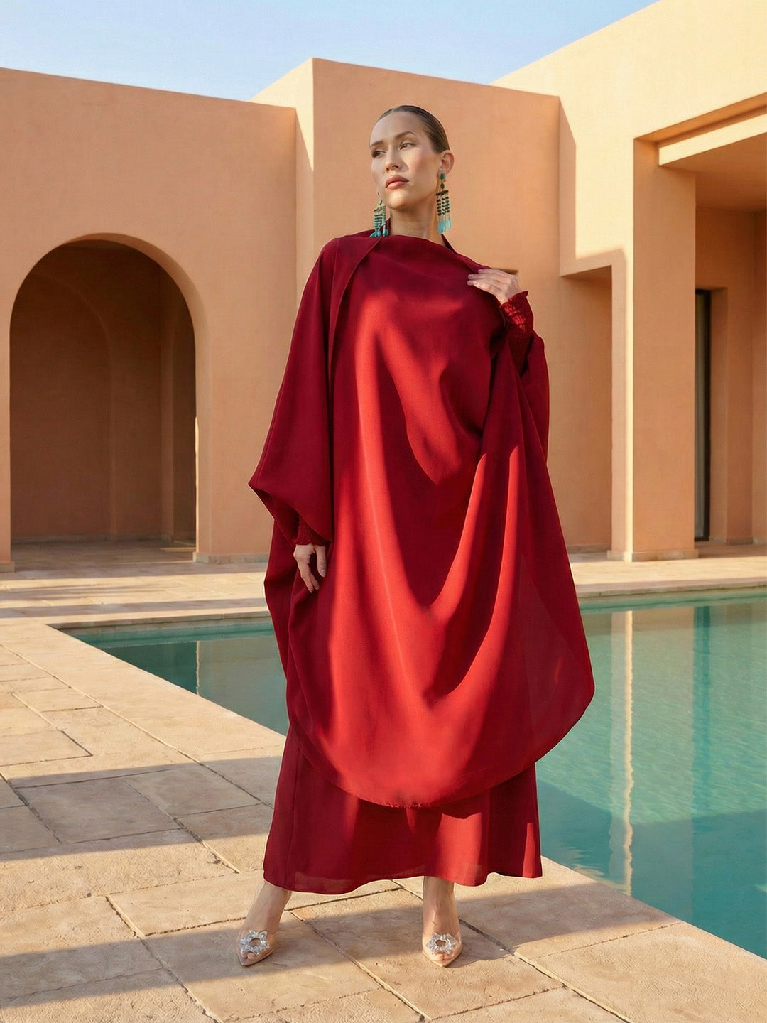 Rich Burgundy Relaxed Abaya