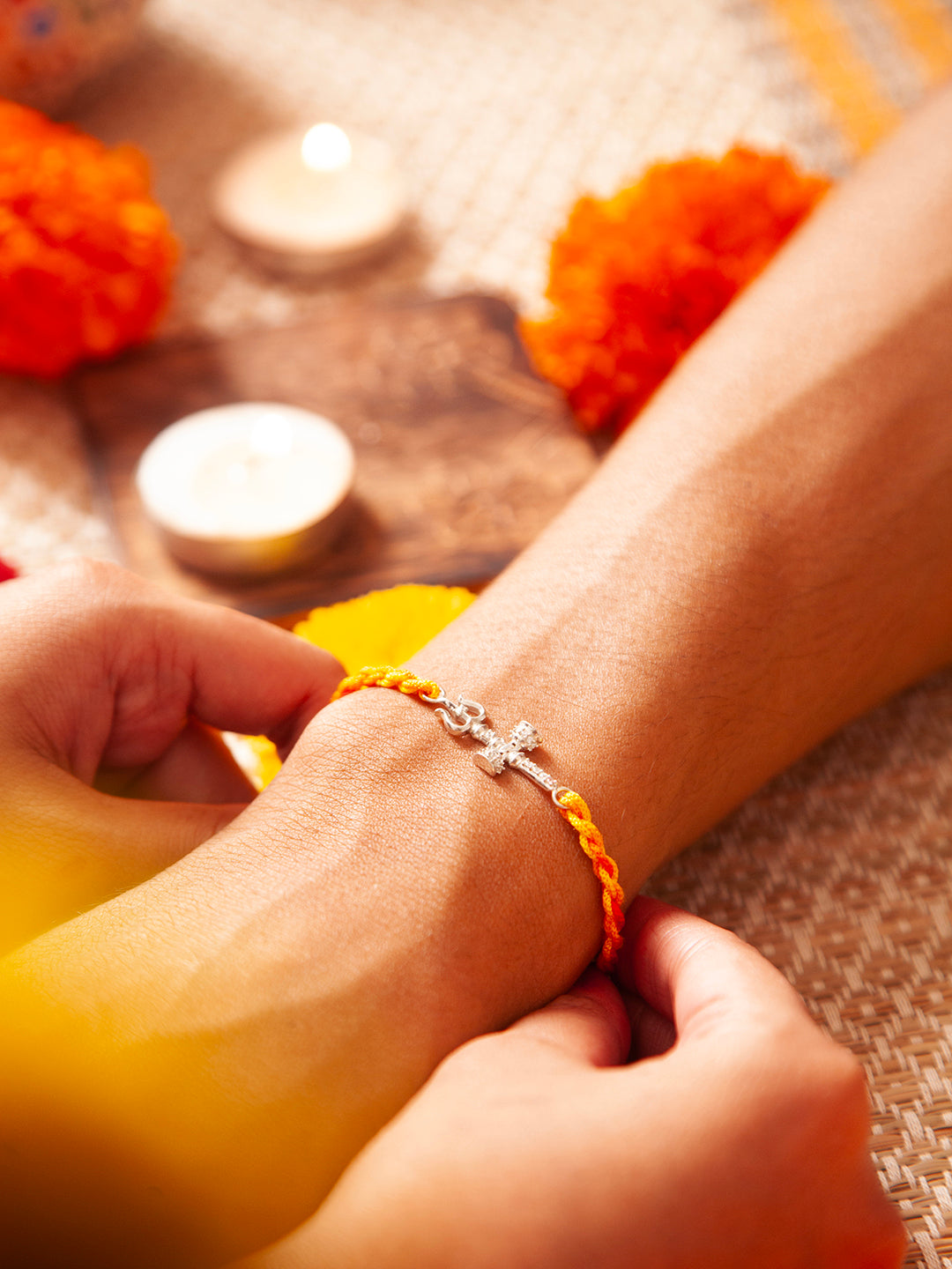 925 Silver White Colour Stone Silver Plated Rakhi
