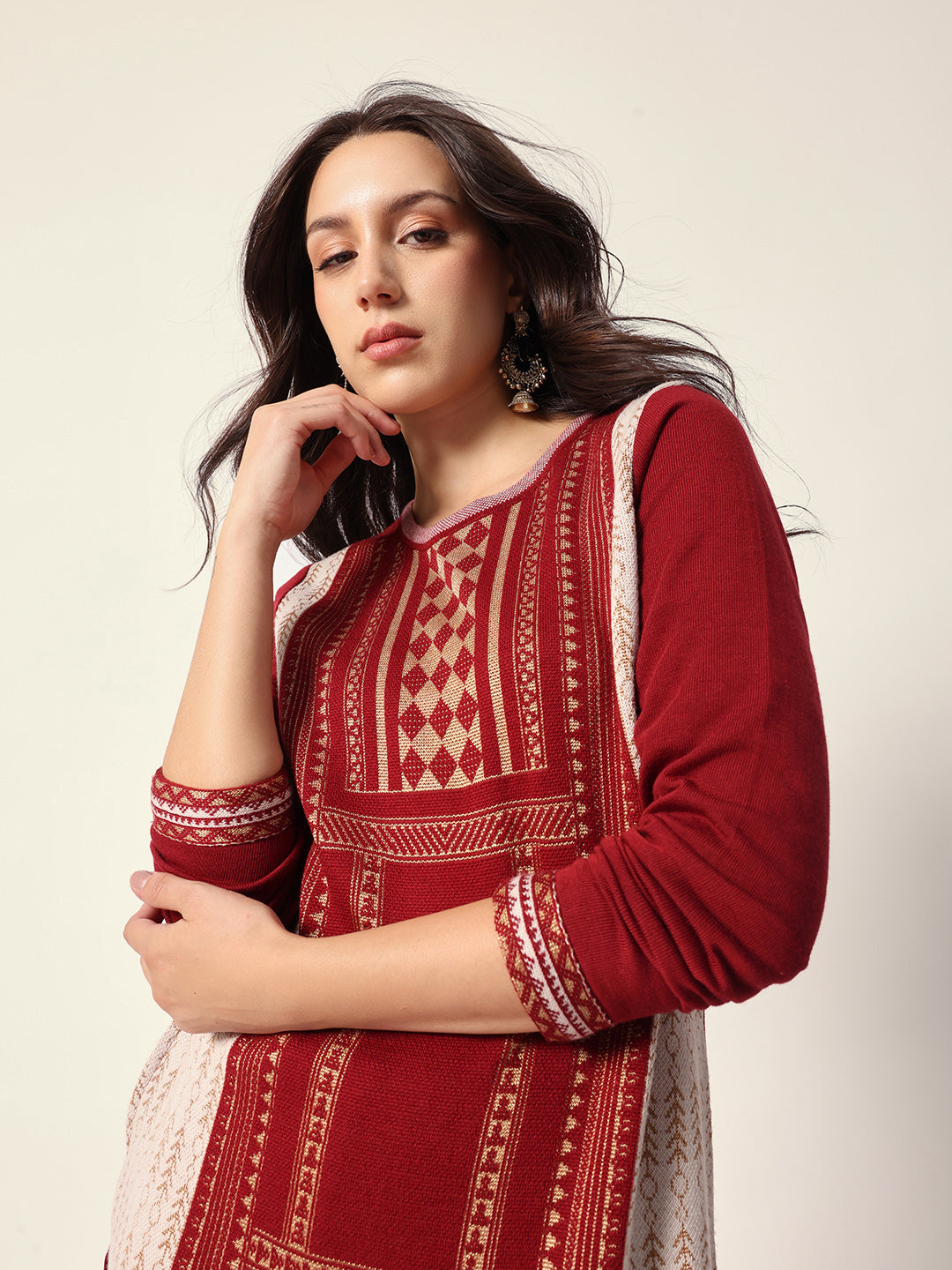 Woven Design Jacquard Kurta Straight Fit Kurta