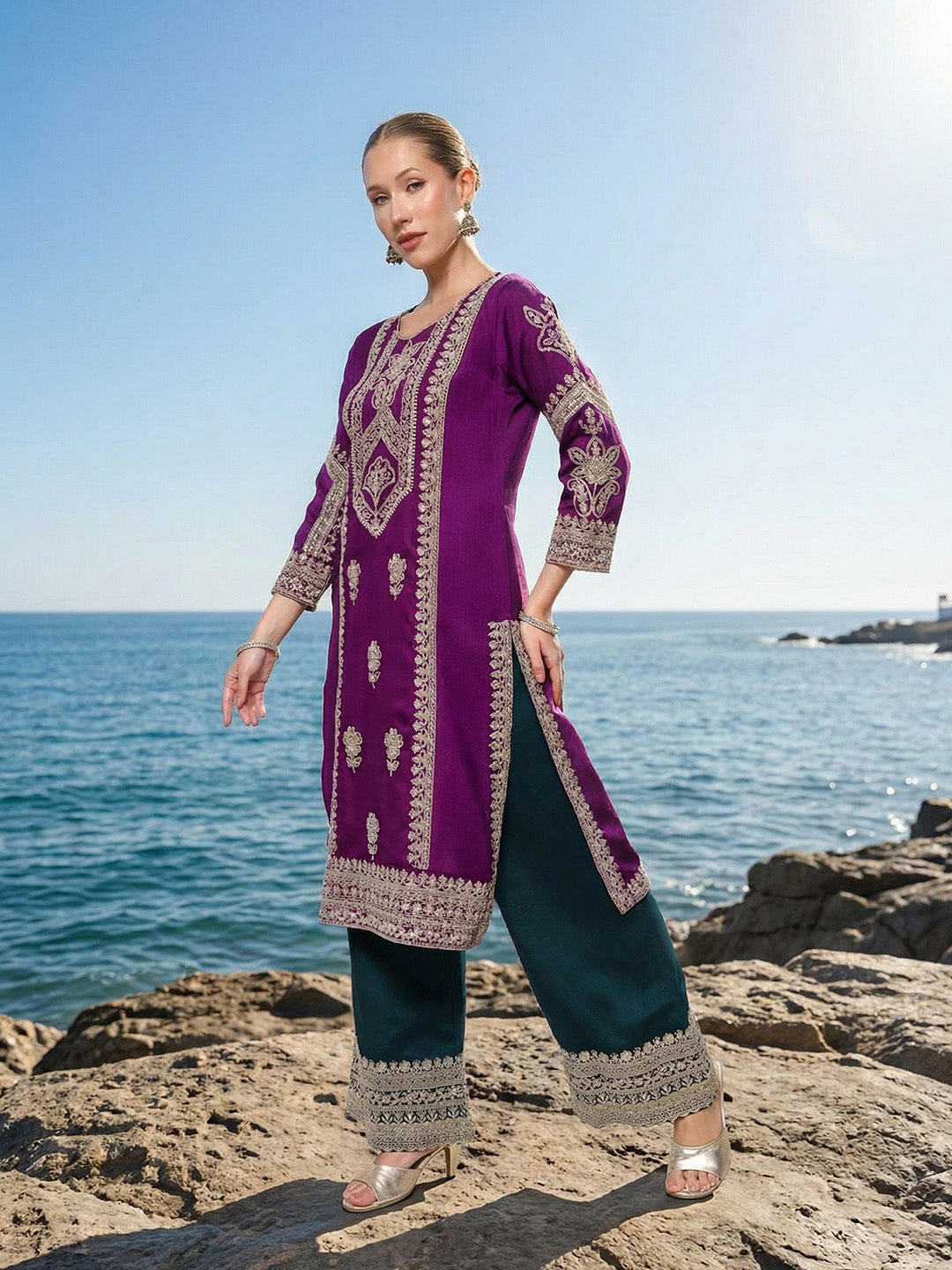 Rich Purple Straight Kurta sets