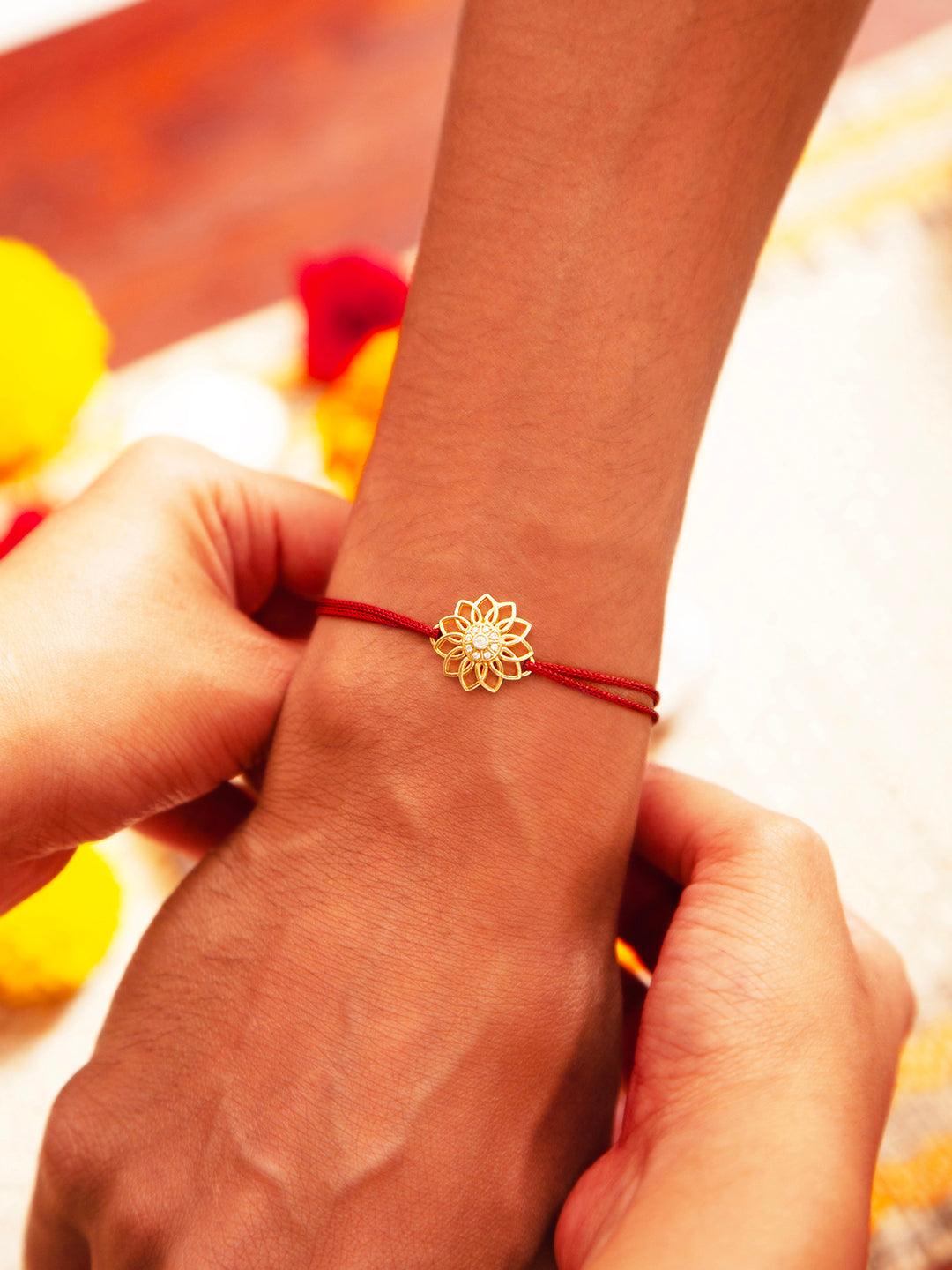 925 Silver White Colour Stone Gold Plated Rakhi