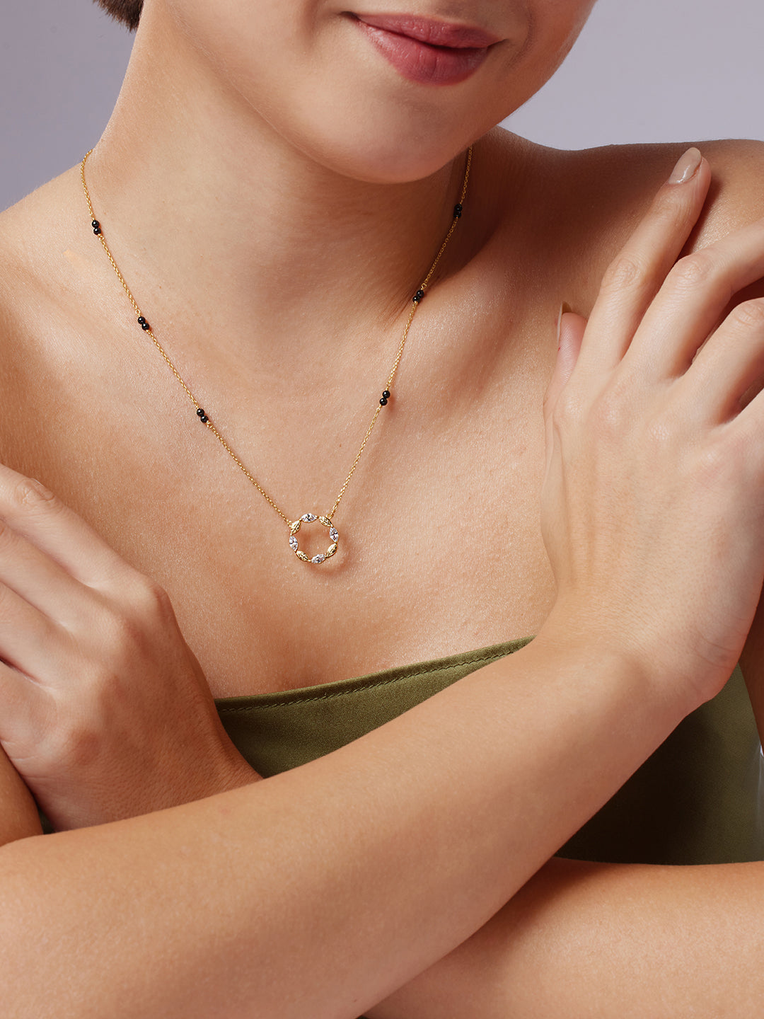925 Silver Gold Plated Zircon Mangalsutra