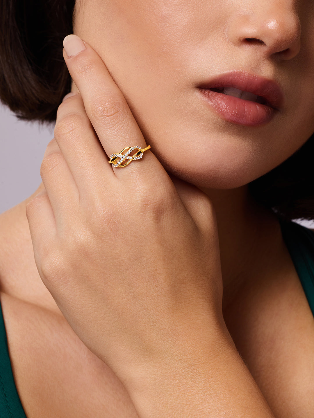 925 Silver Gold Plated Zircon Ring