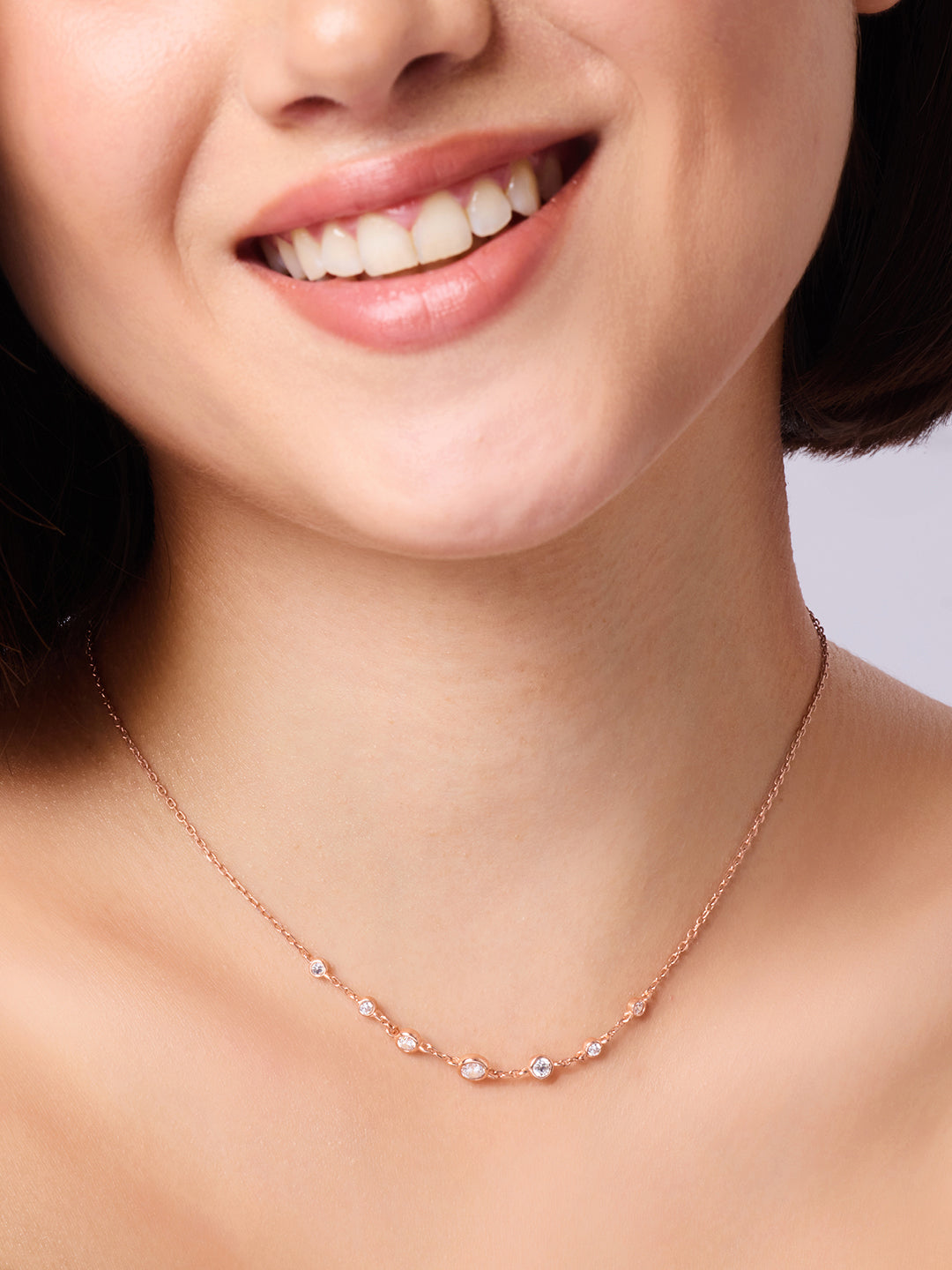 925 Silver Rose Gold Plated Zircon Necklace