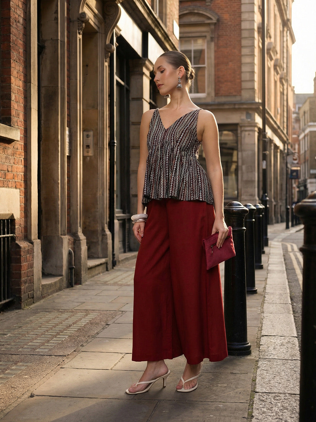 Comfy Maroon Flared Trouser