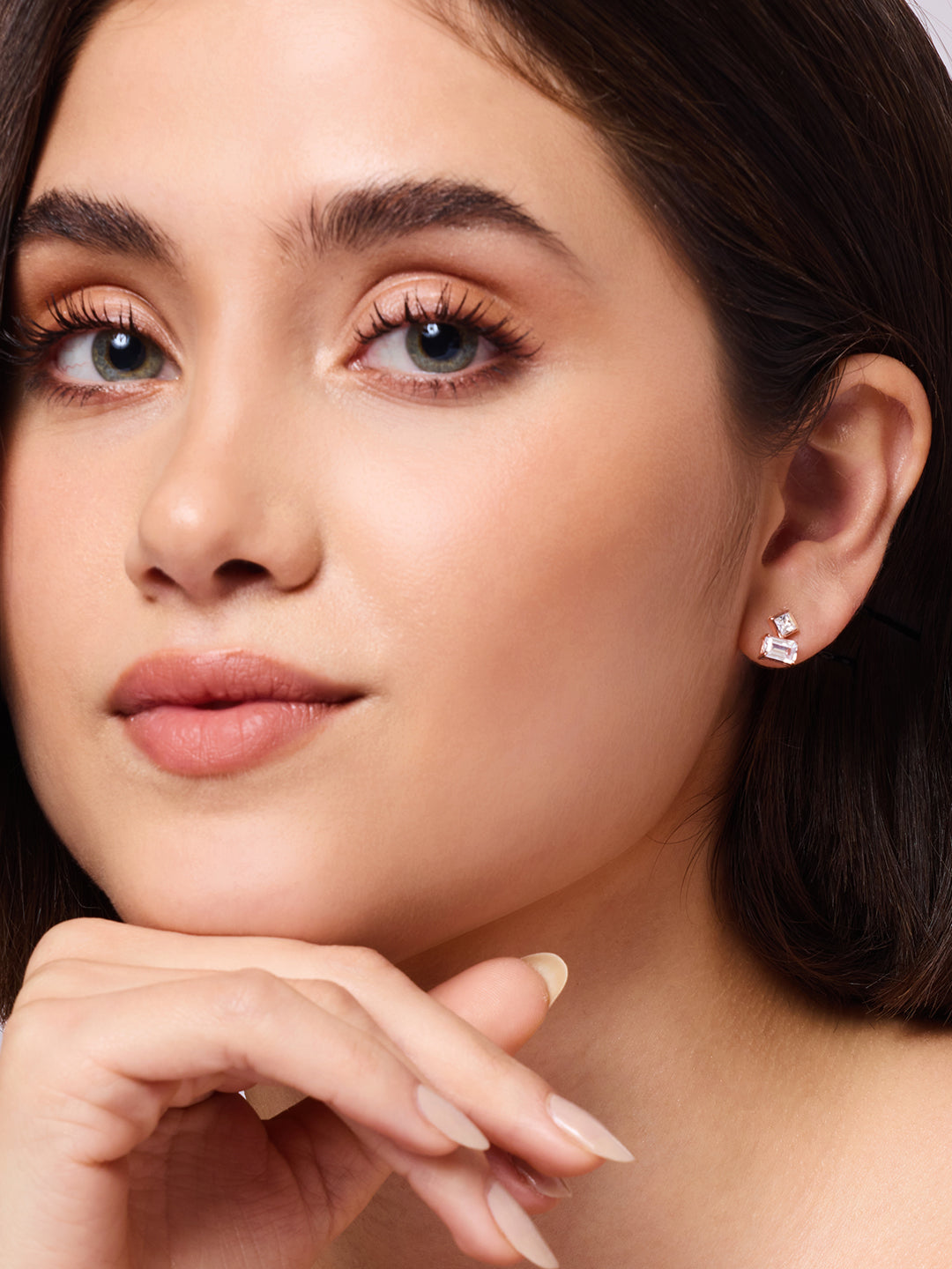 925 Silver Rose Gold Plated Zircon Stud Earring