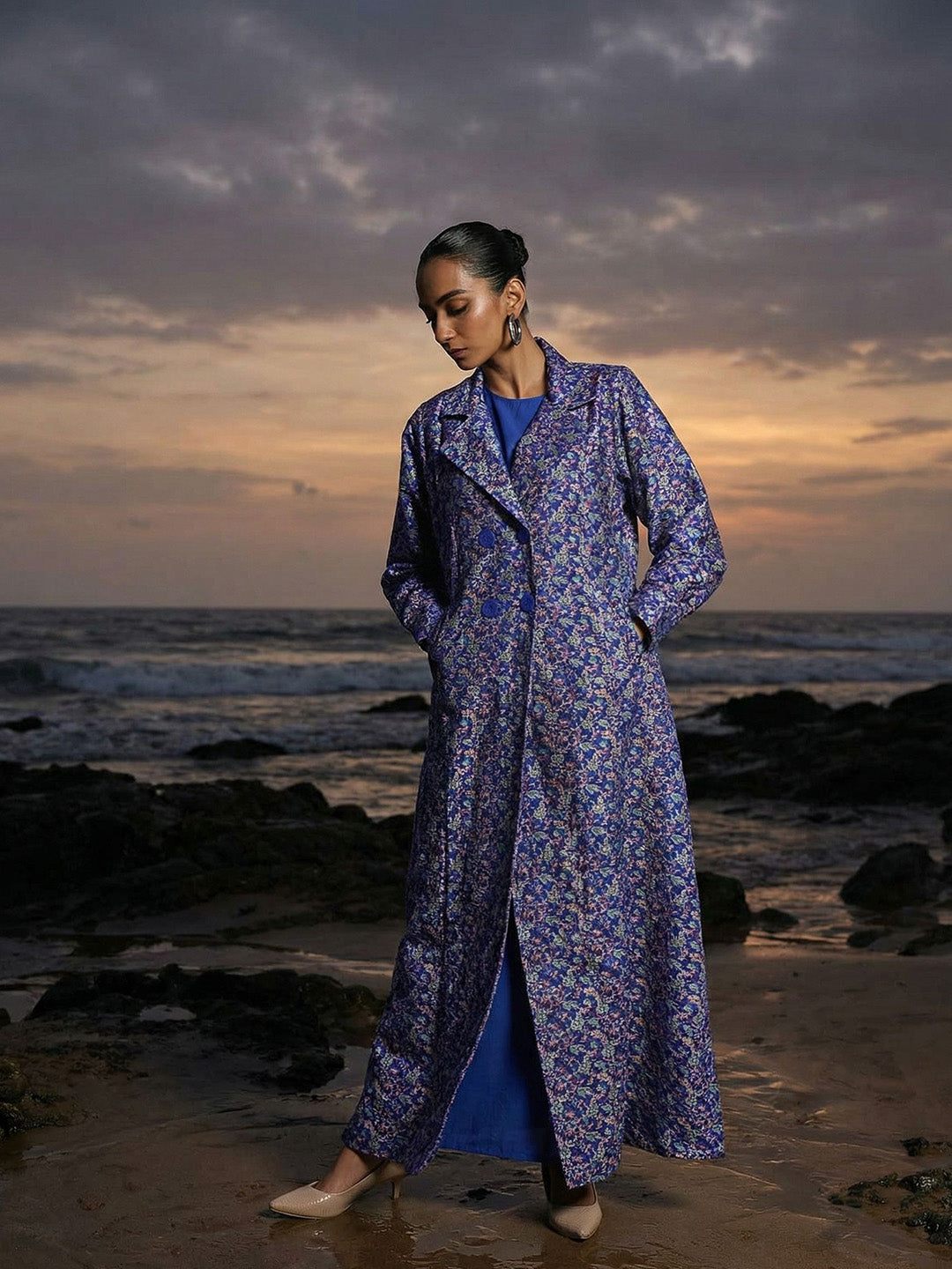 Rich Royal Blue Relaxed Abaya With Hijab