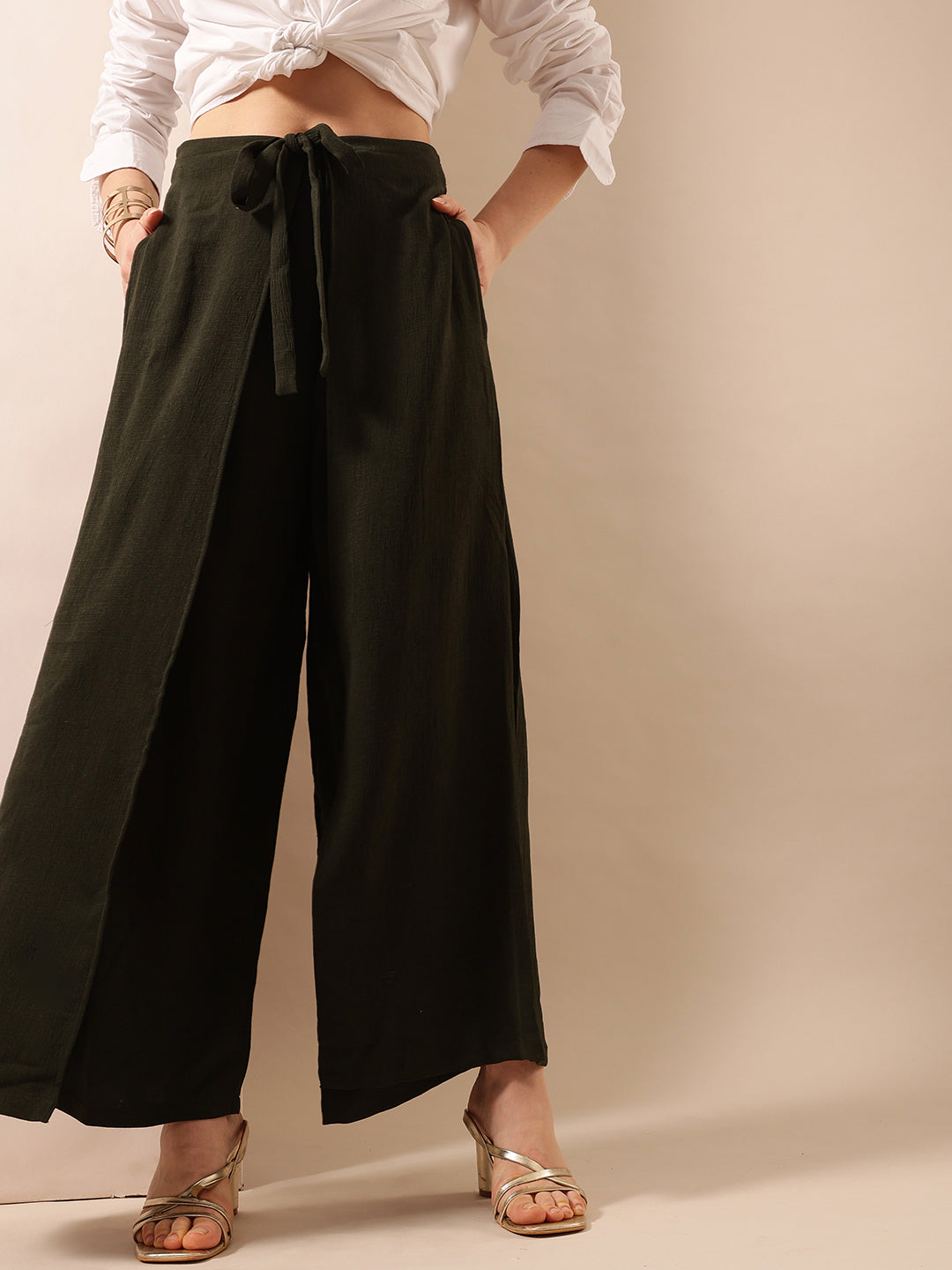 Comfy Olive green  Flared Trouser