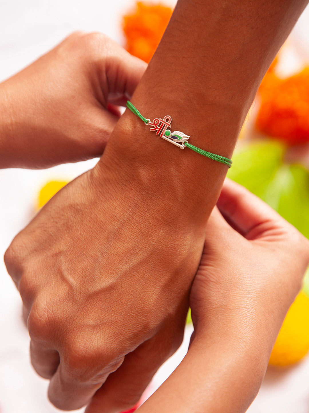 925 Silver Multi Colour Silver Plated Rakhi