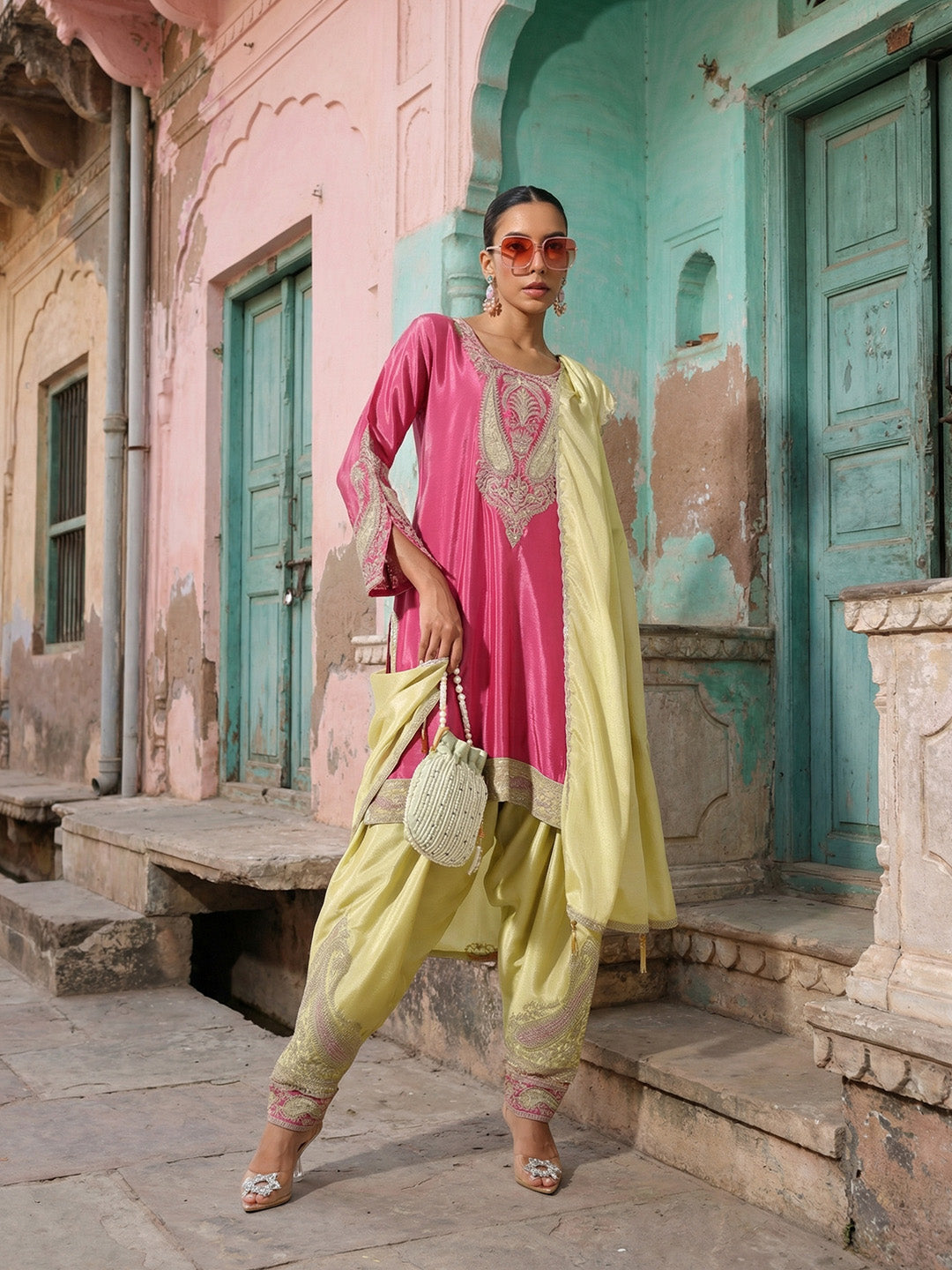 Rich Pink  Straight Kurta sets