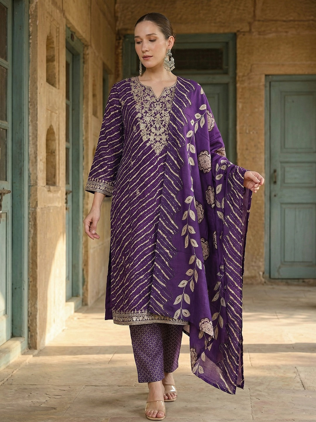 Comfy Purple Ananda Embroidered Kurta sets