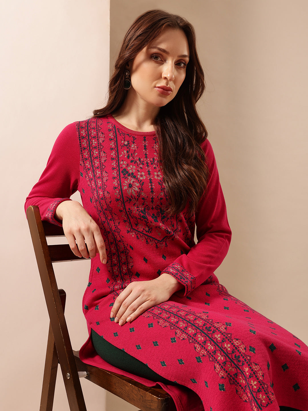 Comfy Dark Pink Regular Kurtas|INWKAAW25607_PN