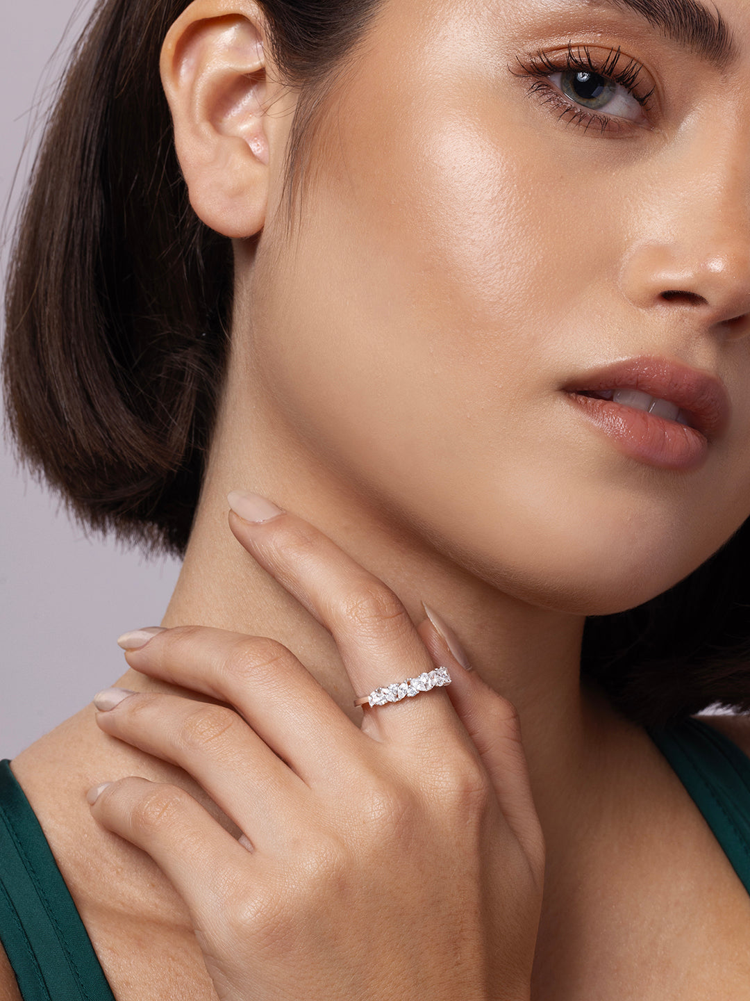925 Silver Rodium Plated Zircon Studded Ring