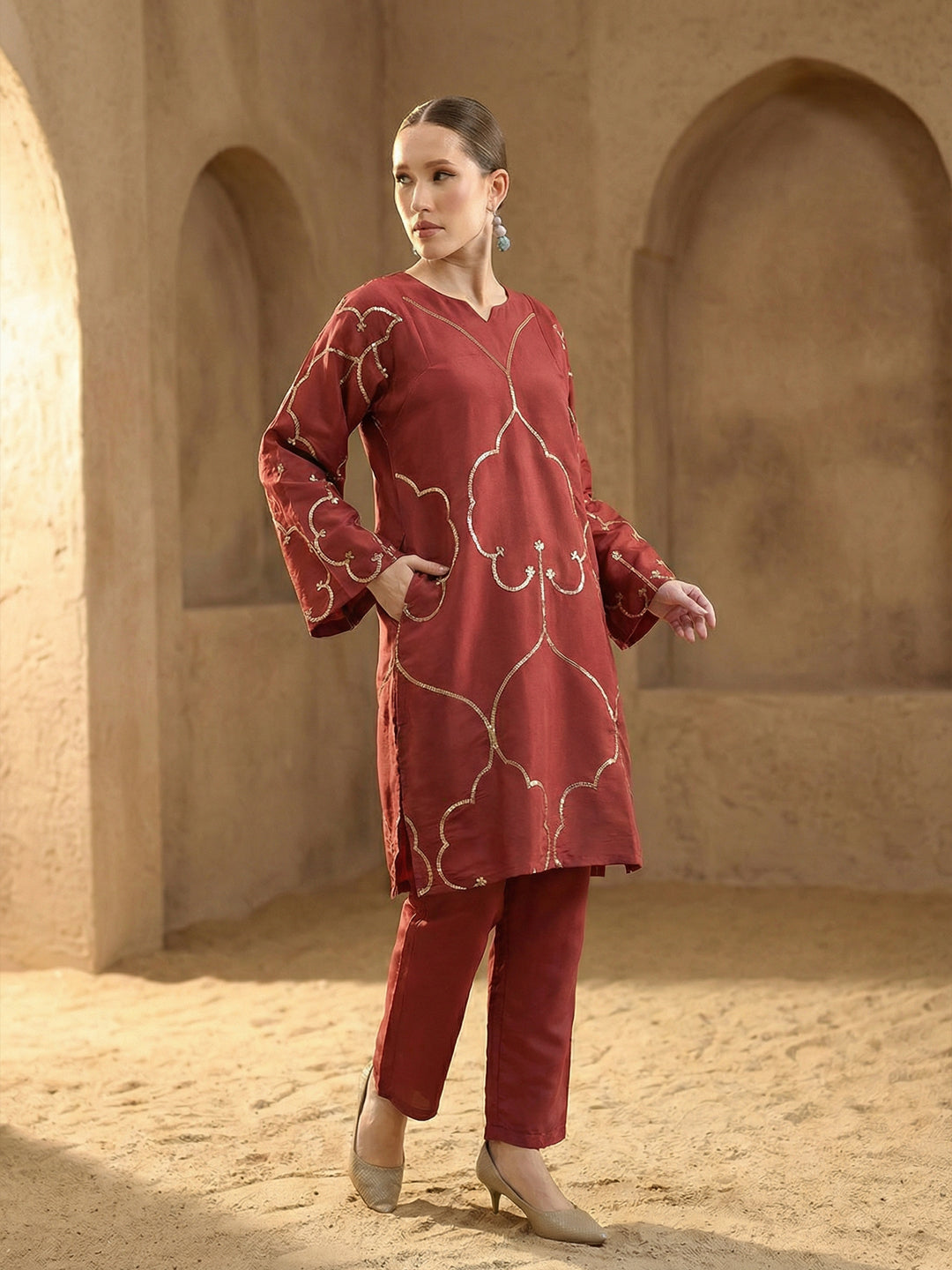 Rich Coffee  Straight Kurta sets