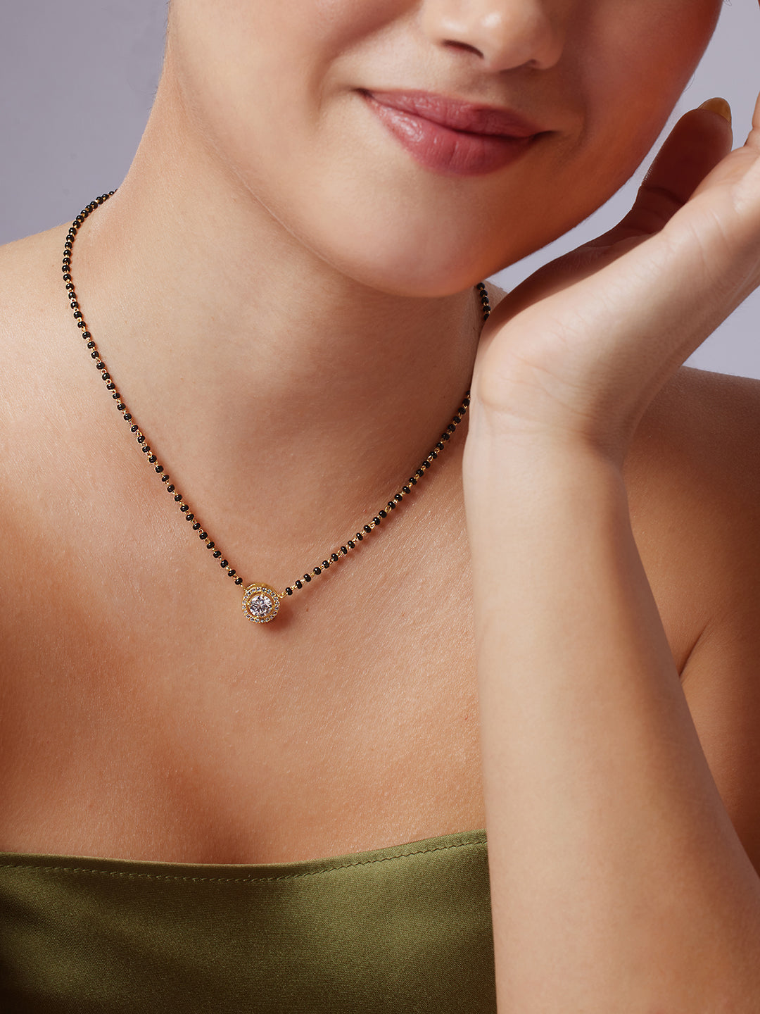 925 Silver Gold Plated Zircon Mangalsutra