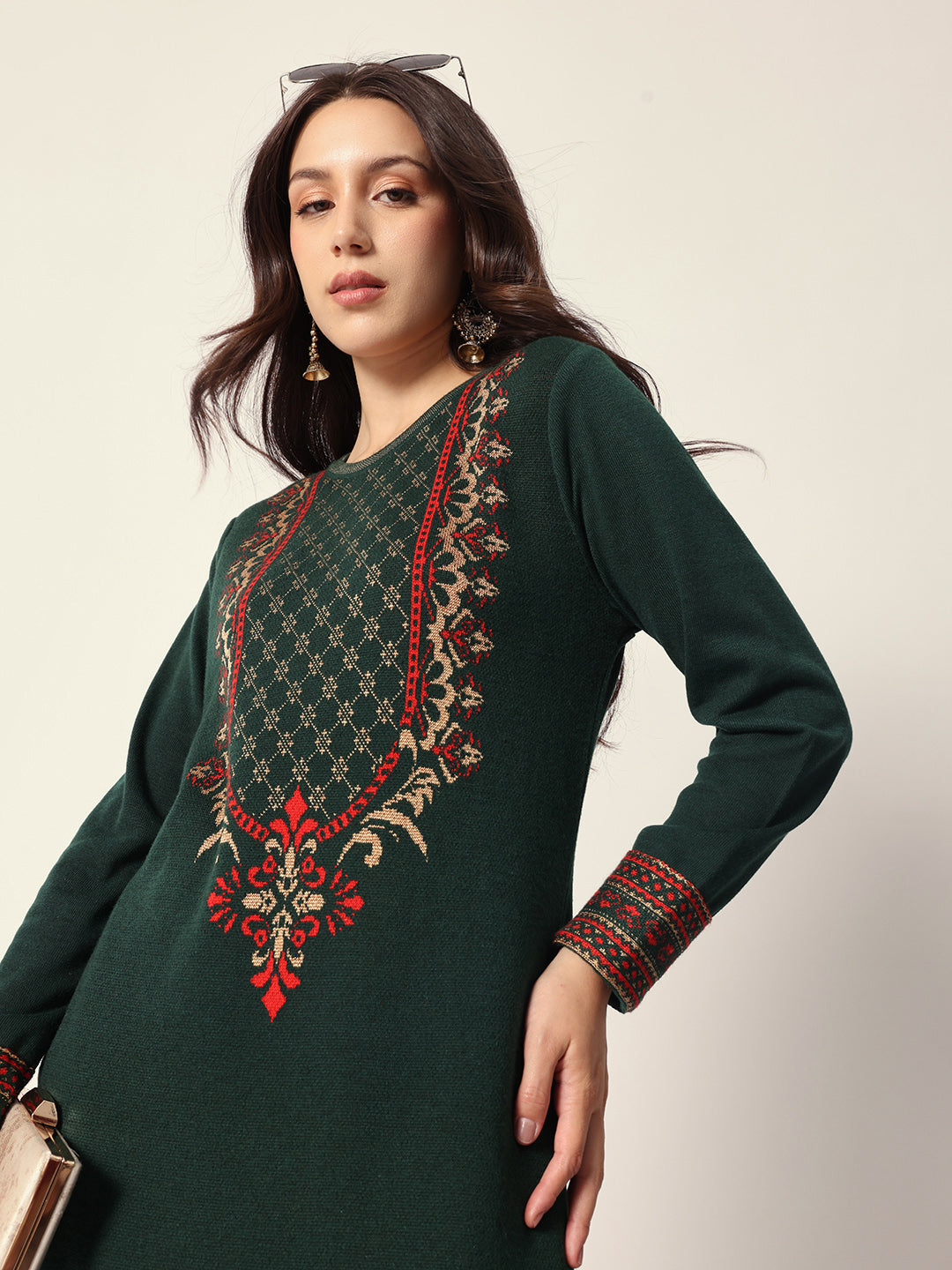 Woven Design Jacquard Kurta Straight Fit Kurta