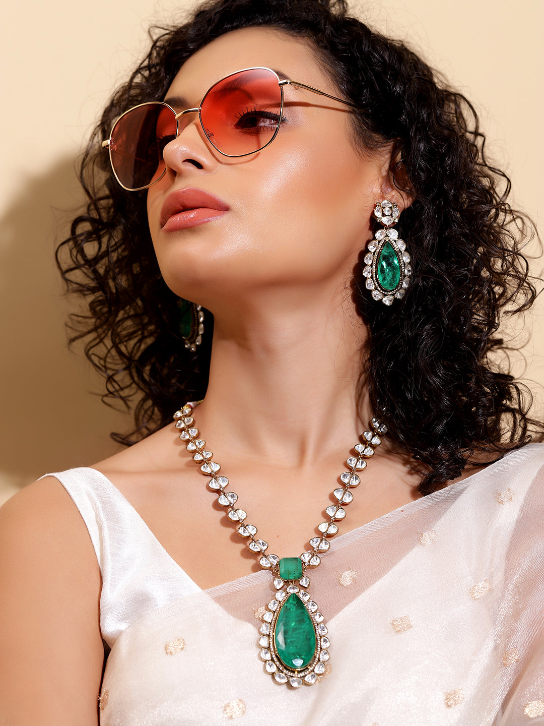 Ishin Green  Colour Gold Plated Jewellery set
