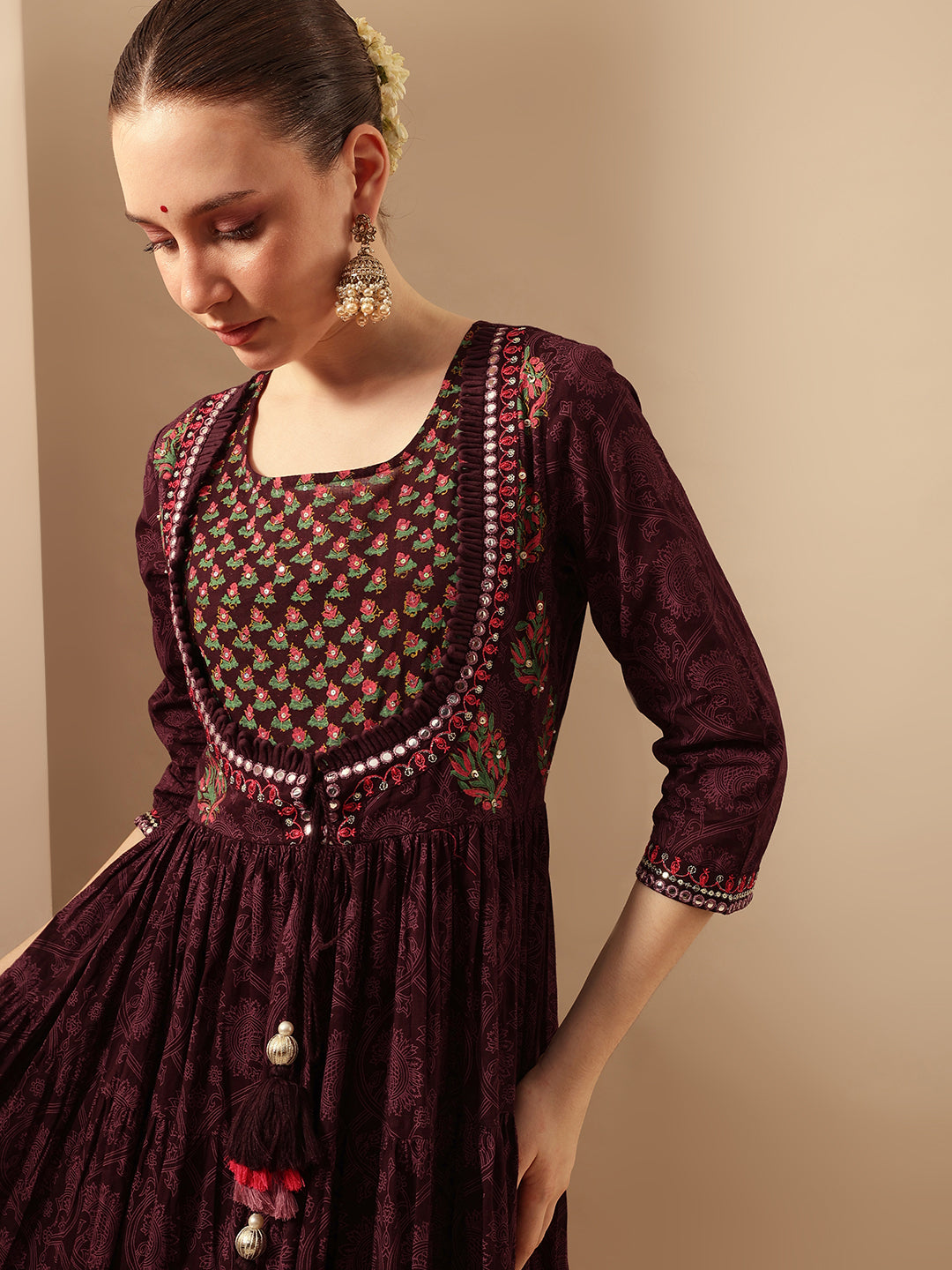 Comfy Wine Flared Dresses