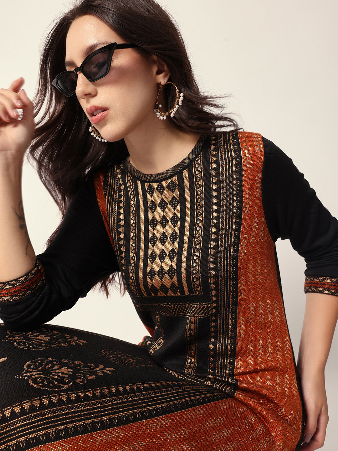 Woven Design Jacquard Kurta Straight Fit Kurta