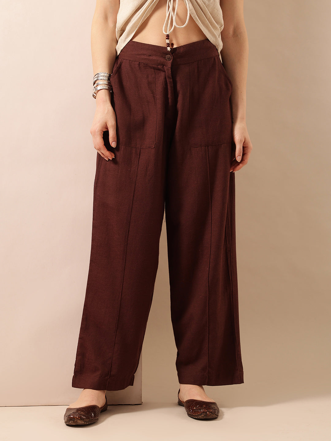 Comfy Brown  Flared Trouser