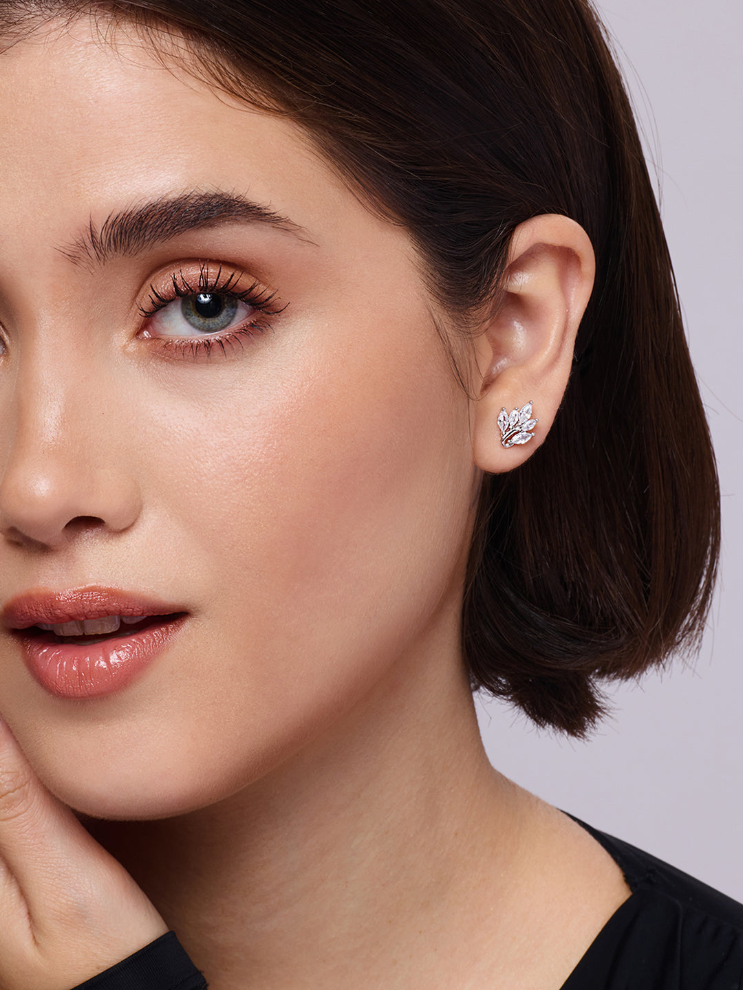 925 Silver Rodium Plated Zircon Stud Earring
