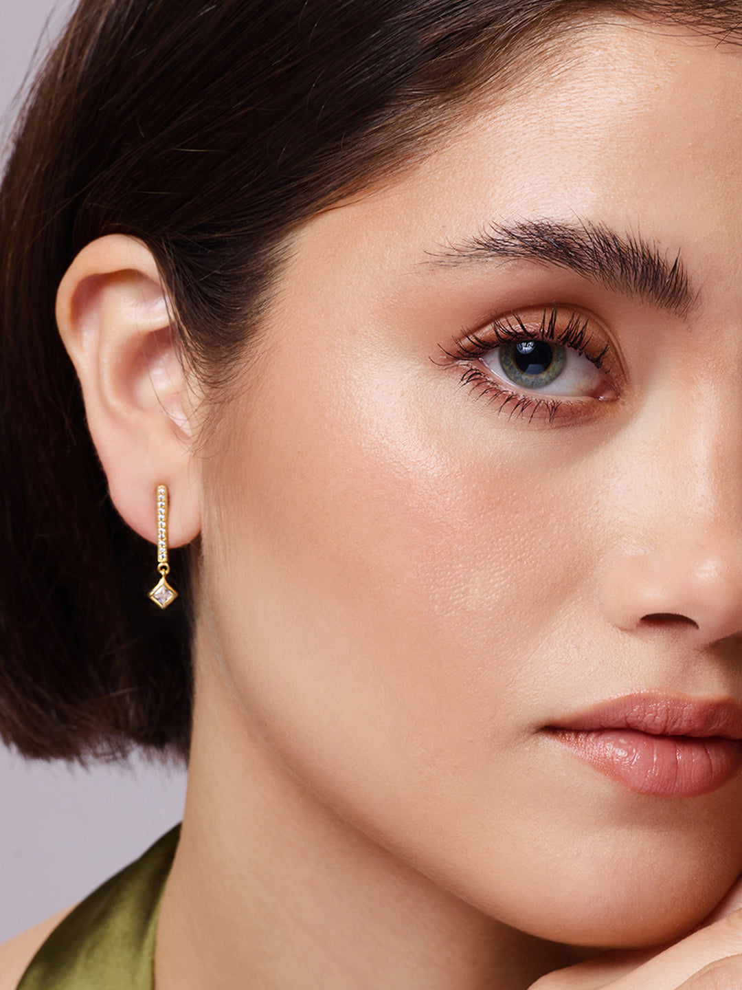 925 Silver Gold Plated Zircon drop Earring