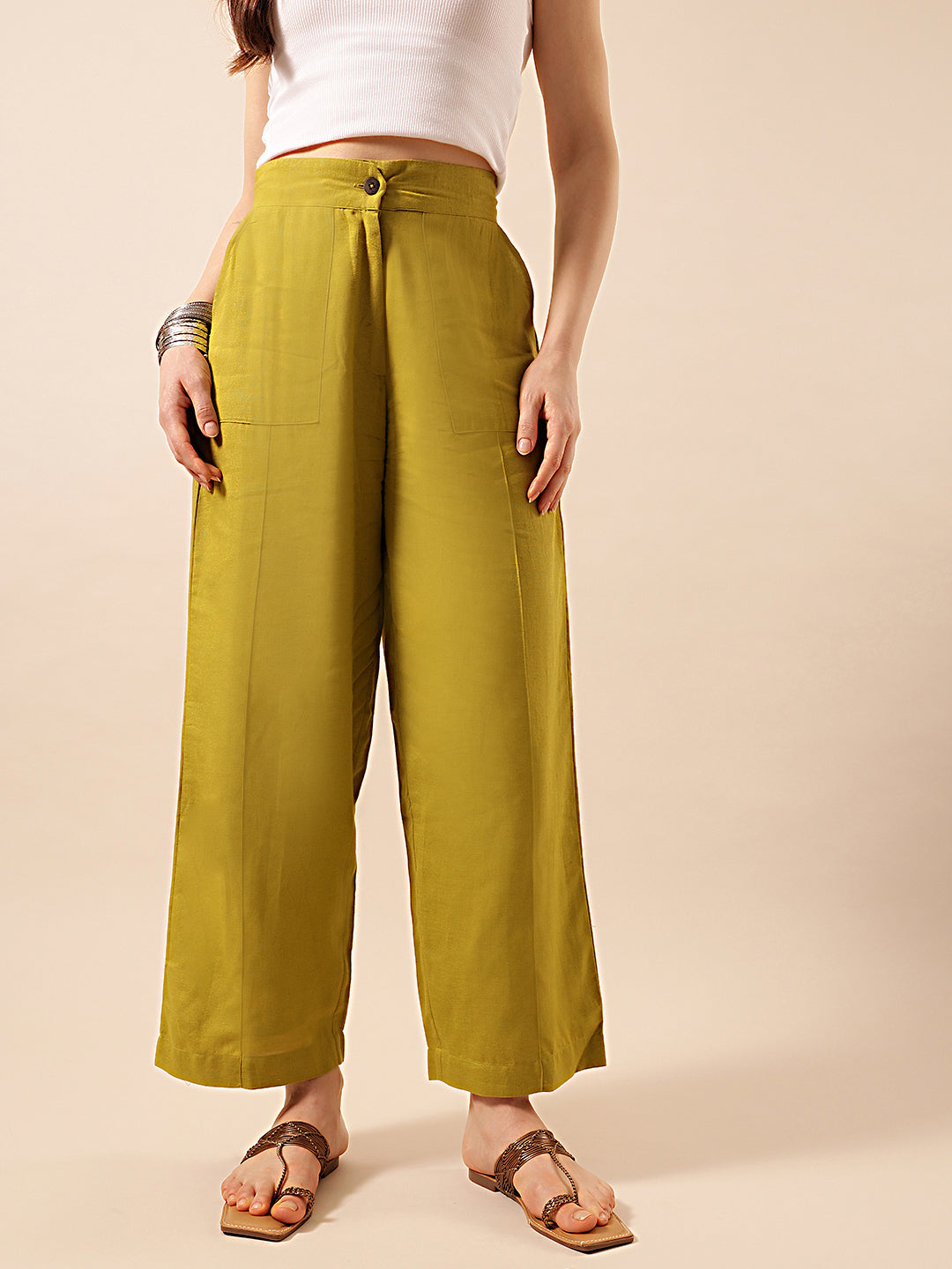 Comfy Dusty Olive  Flared Trouser