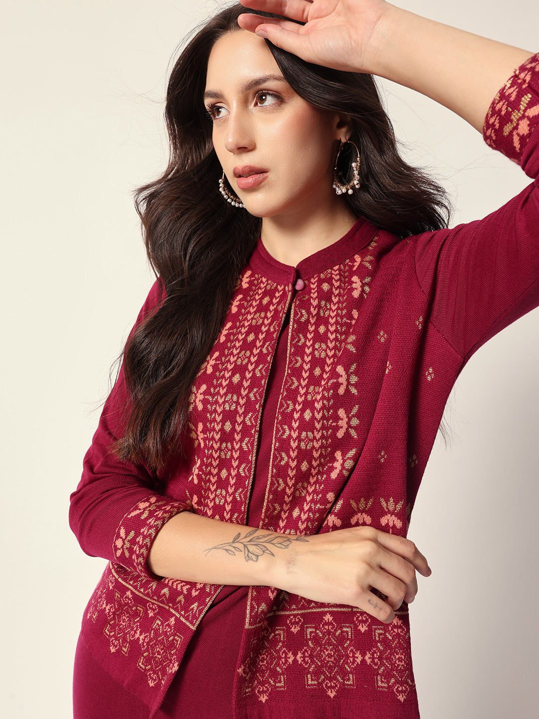 Woven Design Jacquard Kurta Straight Fit Kurta