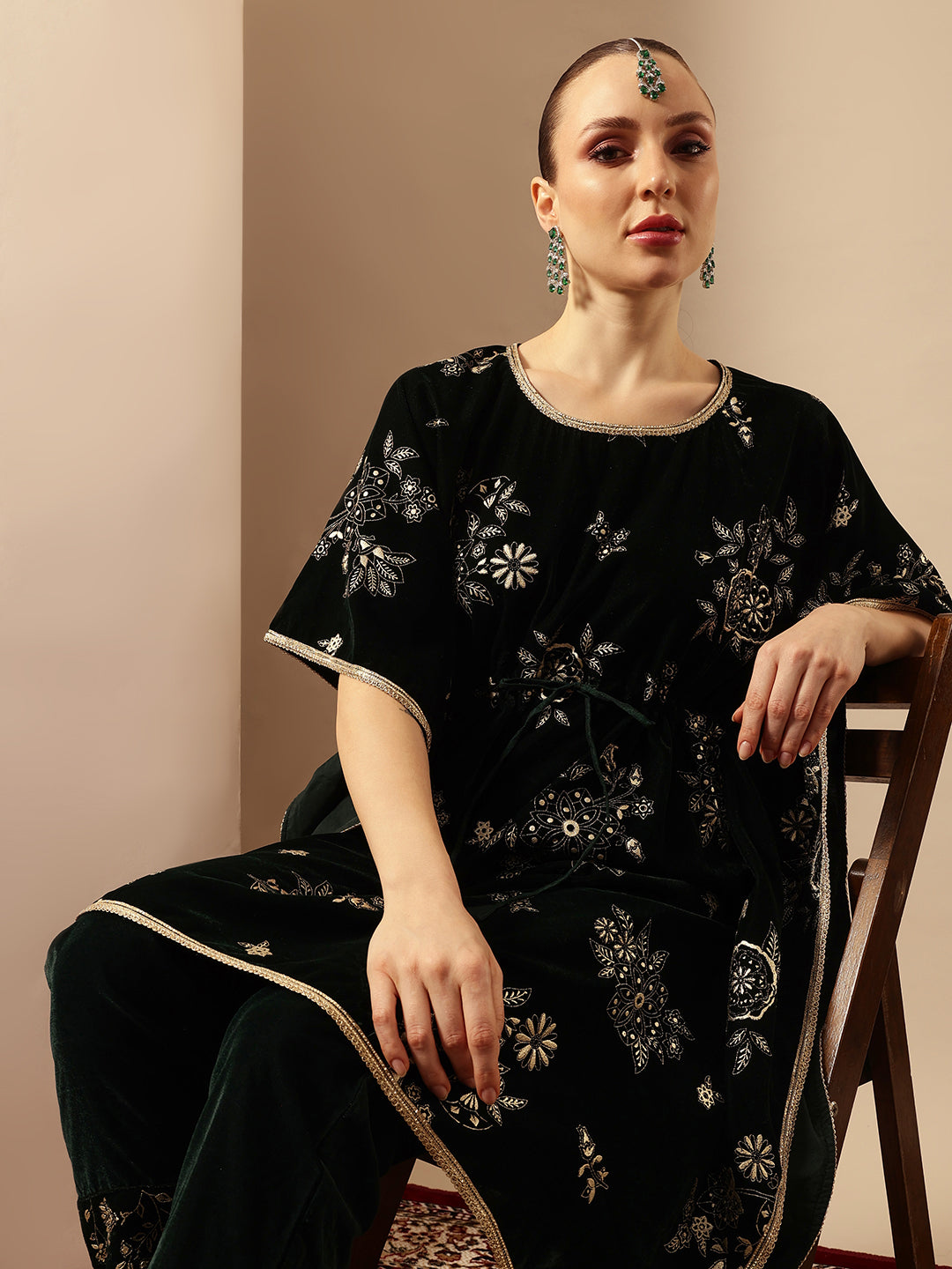 Rich Dark Green Kaftan Set Co-ords