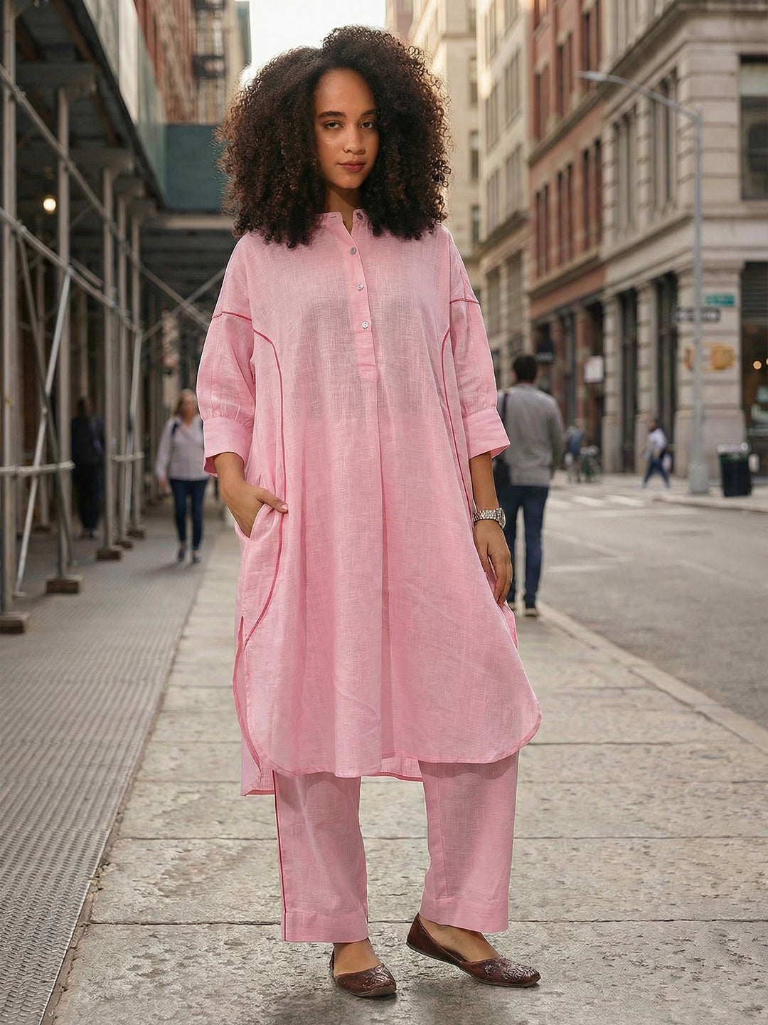 Comfy Pink Relaxed Kurta sets