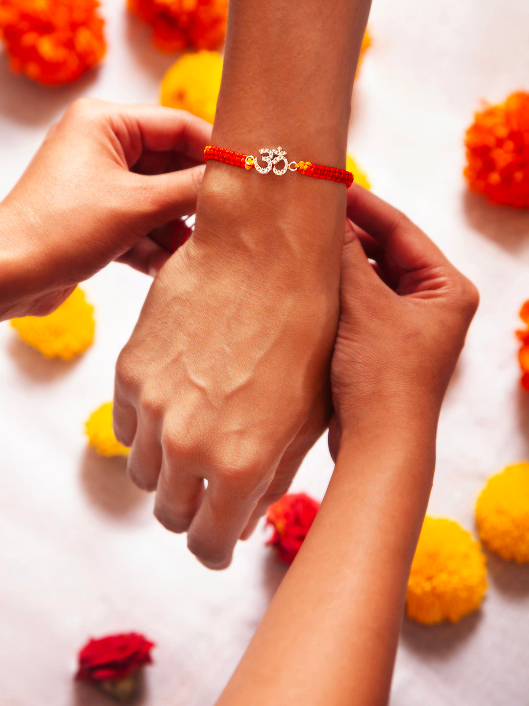 925 Silver White Colour Stone Silver Plated Rakhi