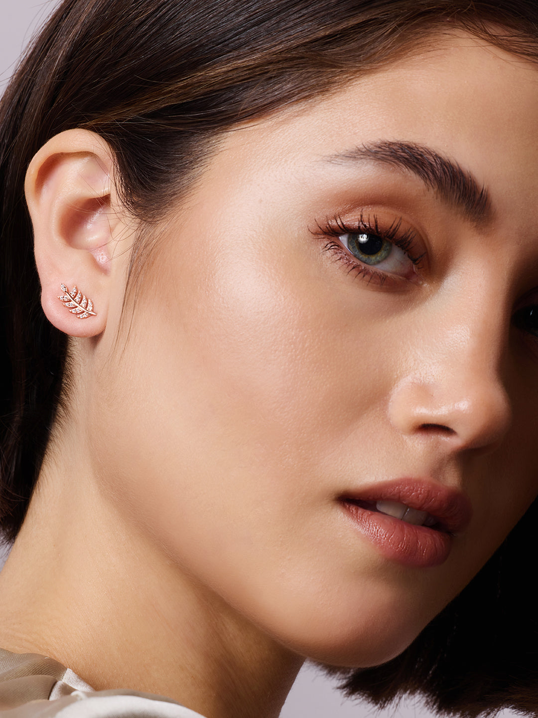 925 Silver Rose Gold Plated Zircon Stud Earring