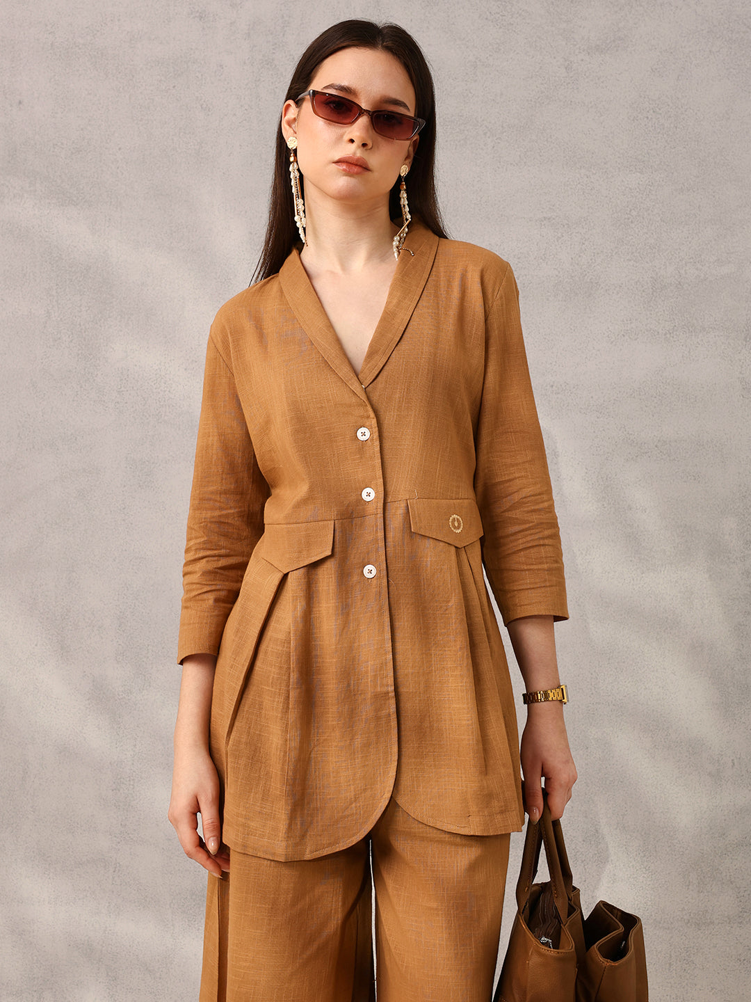 Brown Tailored Workwear Blazer with Trouser