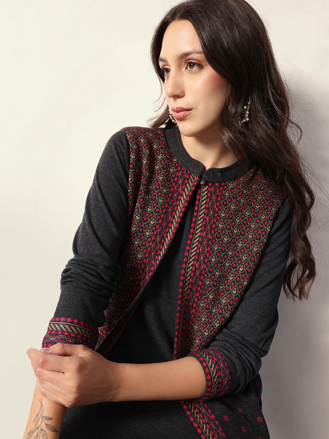 Woven Design Jacquard Kurta Straight Fit Kurta