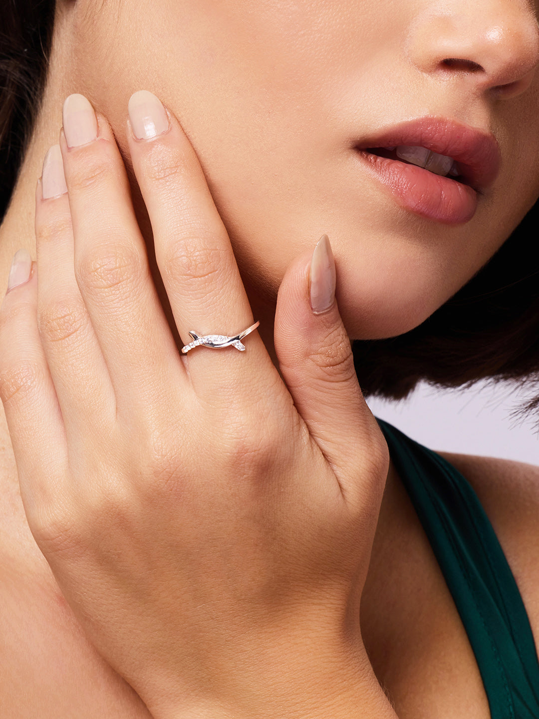 925 Silver Rodium Plated Zircon Ring