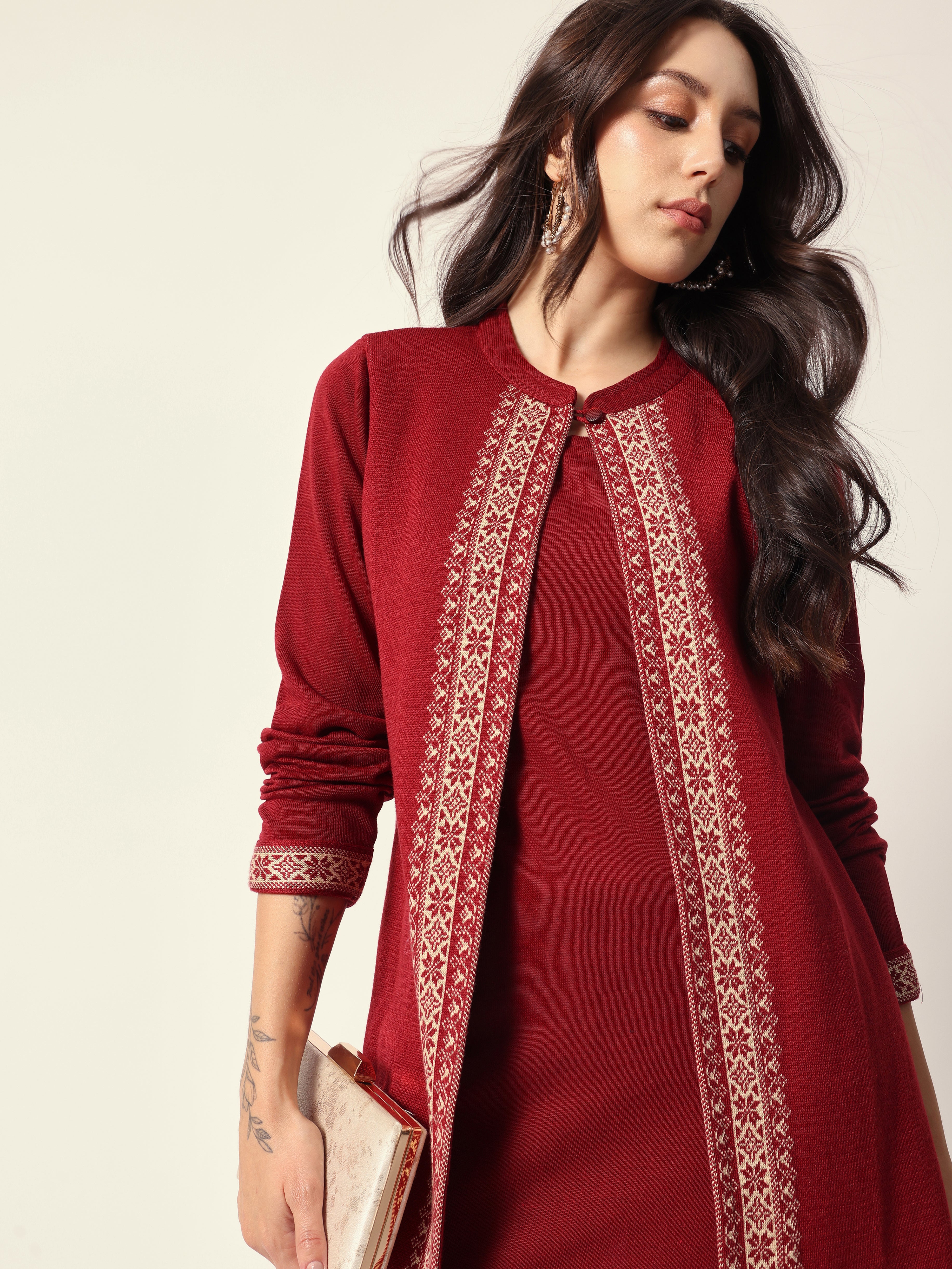 Woven Design Jacquard Kurta Straight Fit Kurta