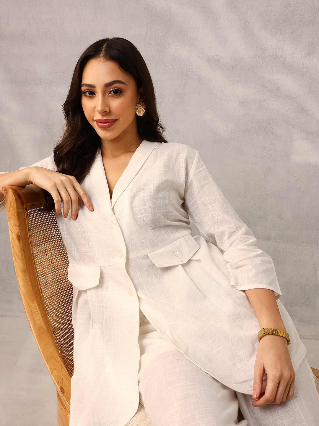 Off White Tailored Workwear Blazer with Trouser